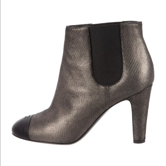 Chanel Metallic Cap Toe Ankle Boots - Picture 2 of 5